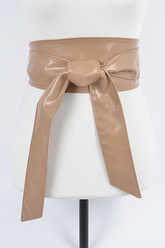 FAUX LEATHER TIE BELT-PLUS SIZE FRIENDLY