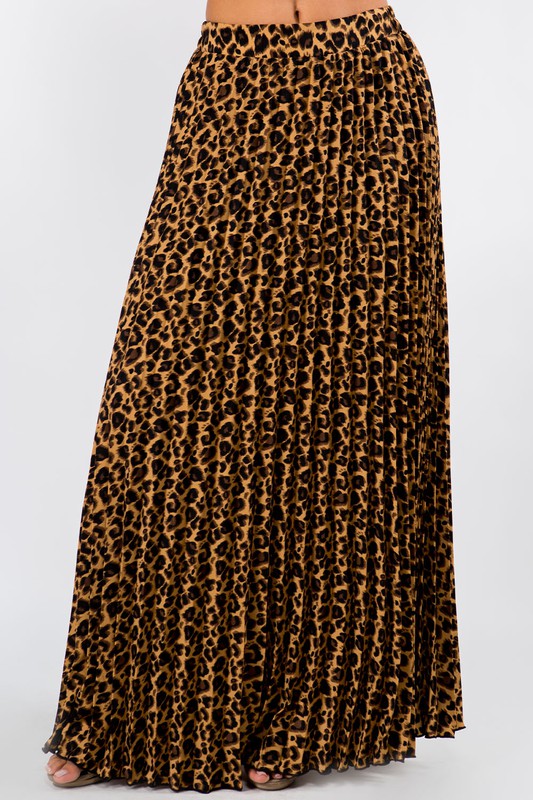 LEOPARD PLEATED SKIRT