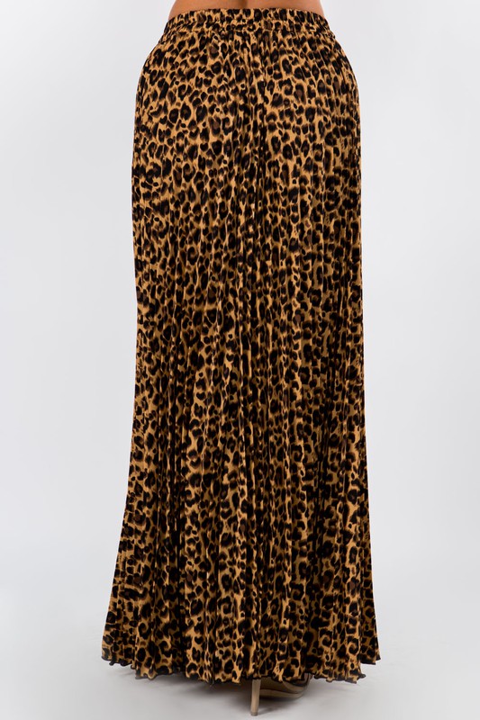 LEOPARD PLEATED SKIRT