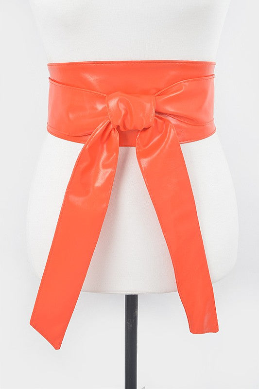 FAUX LEATHER TIE BELT-PLUS SIZE FRIENDLY