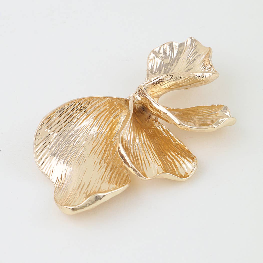 Polished Gold Dipped Petal Brooch