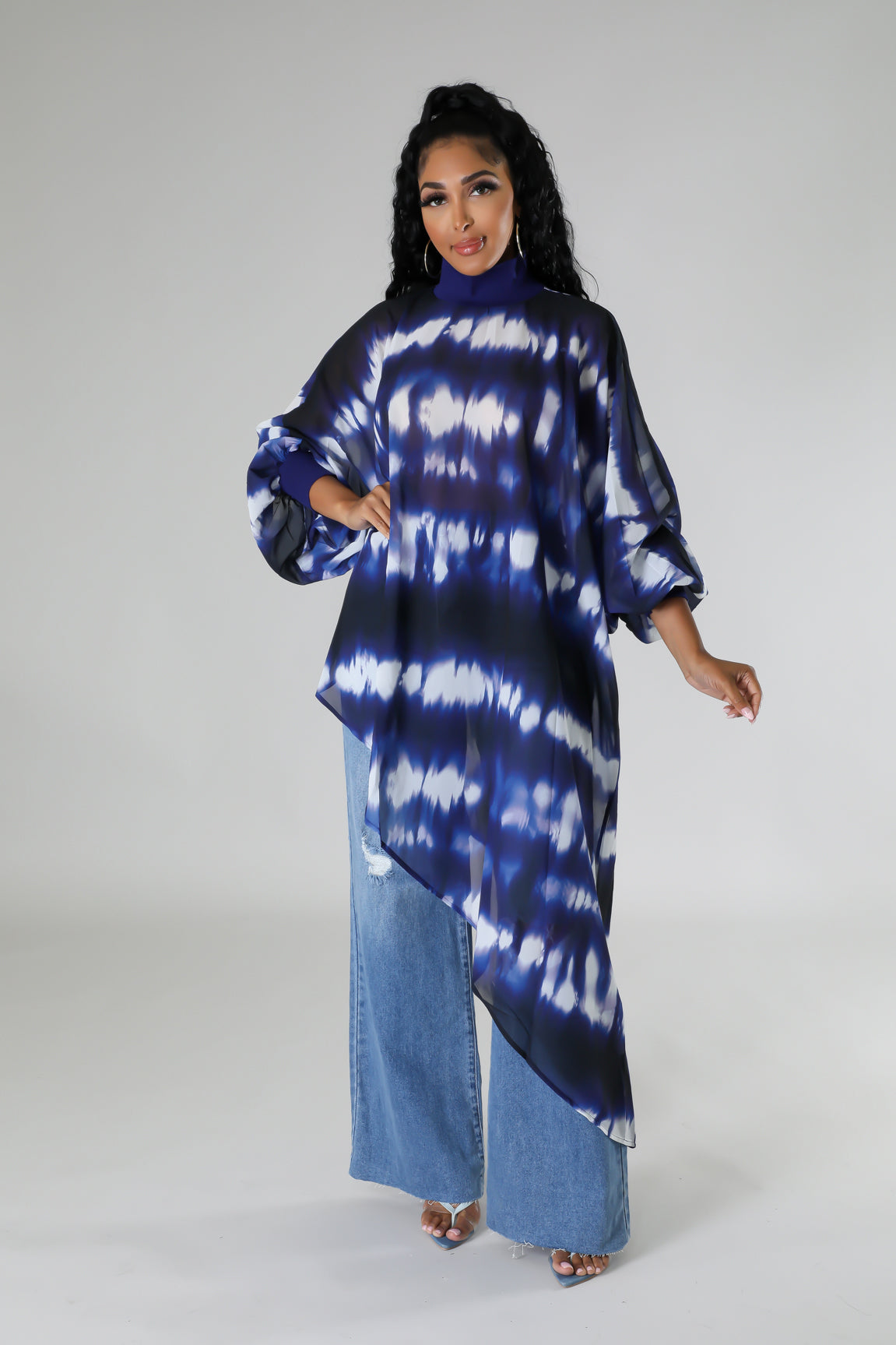 WILLOW TUNIC TOP-BLUE