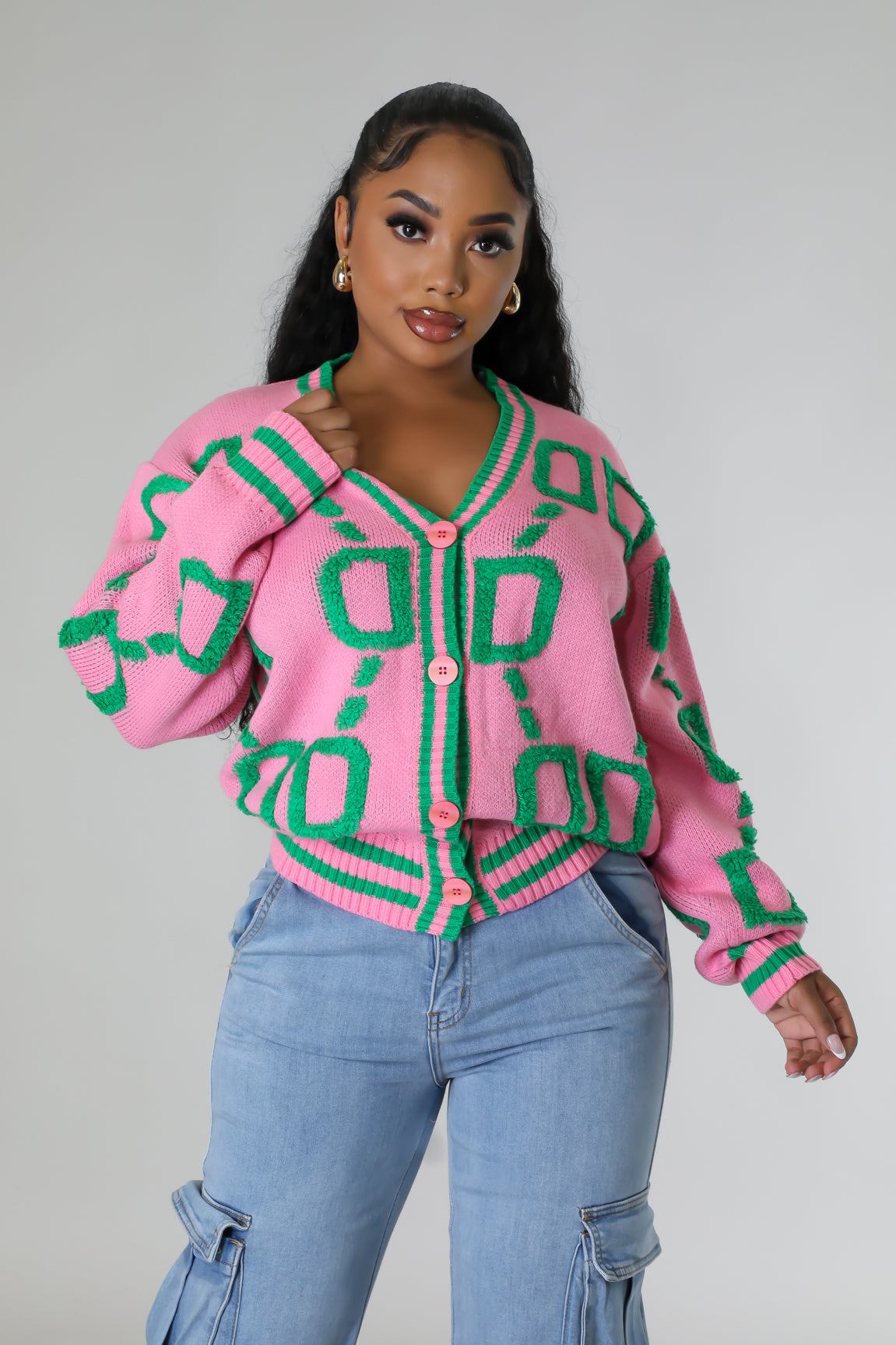 PINK & GREEN CARDIGAN