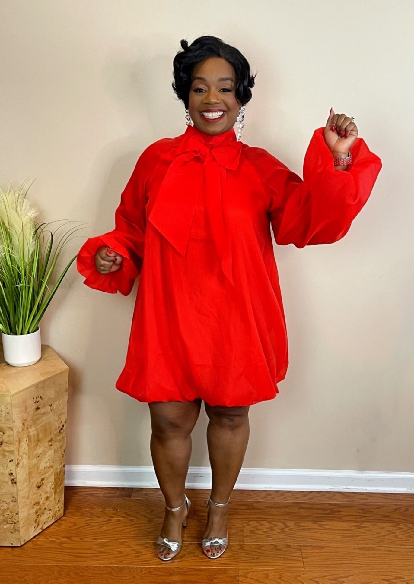 BUBBLES & BOWS DRESS/TOP-RED