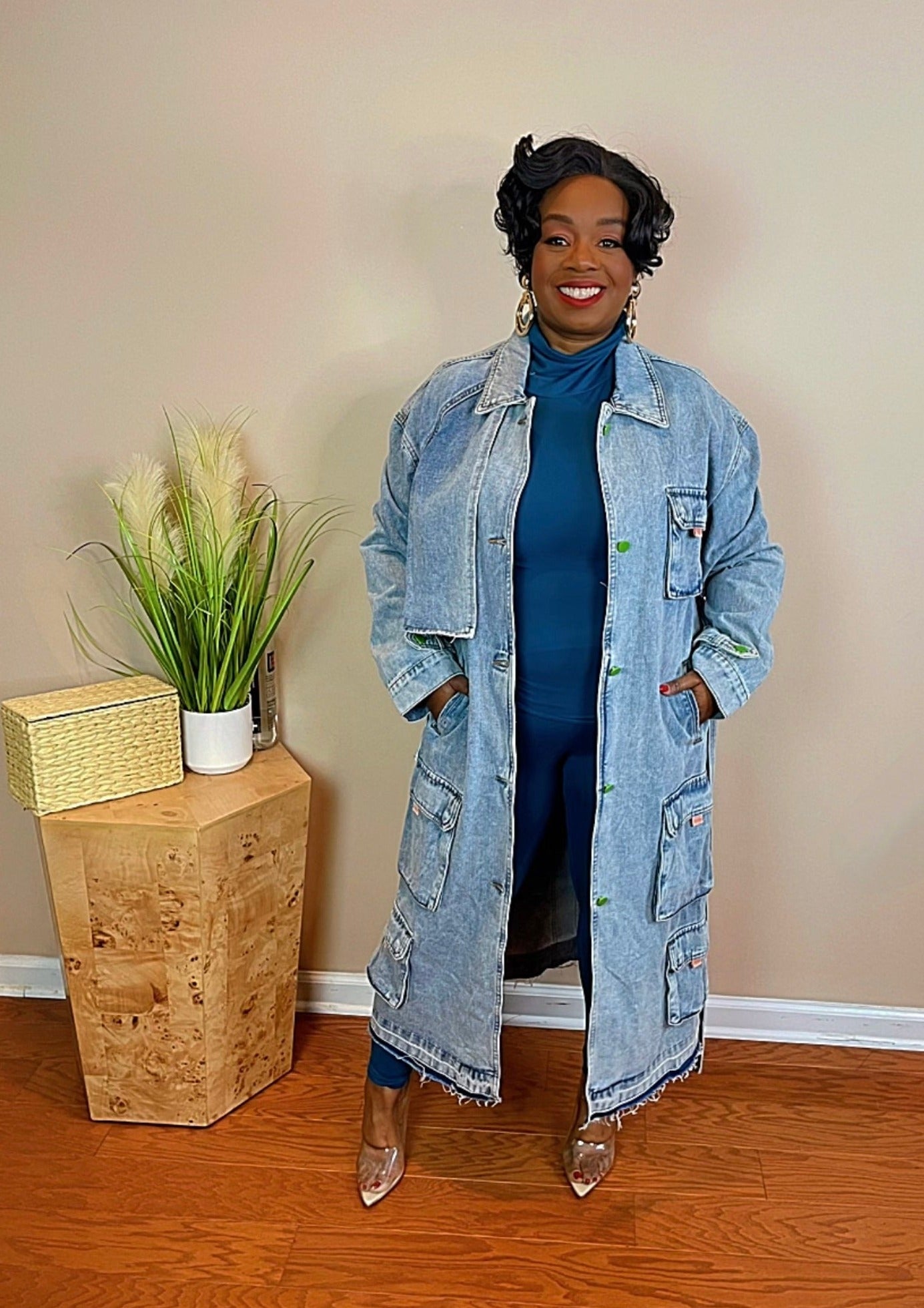 DENIM CARGO COAT