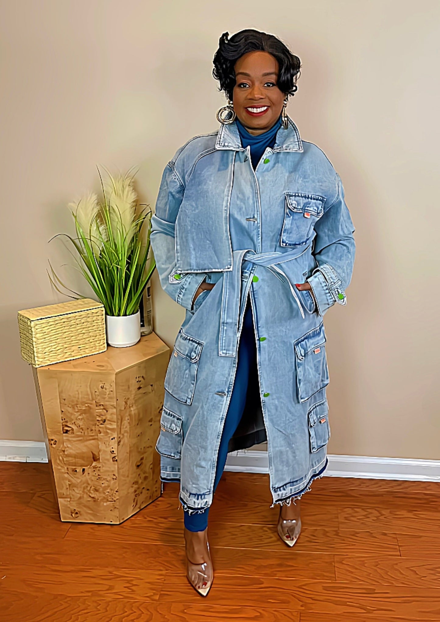 DENIM CARGO COAT