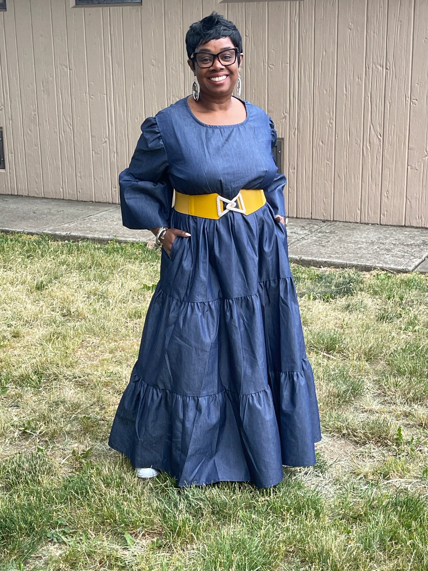 BABY DOLL DENIM MAXI DRESS