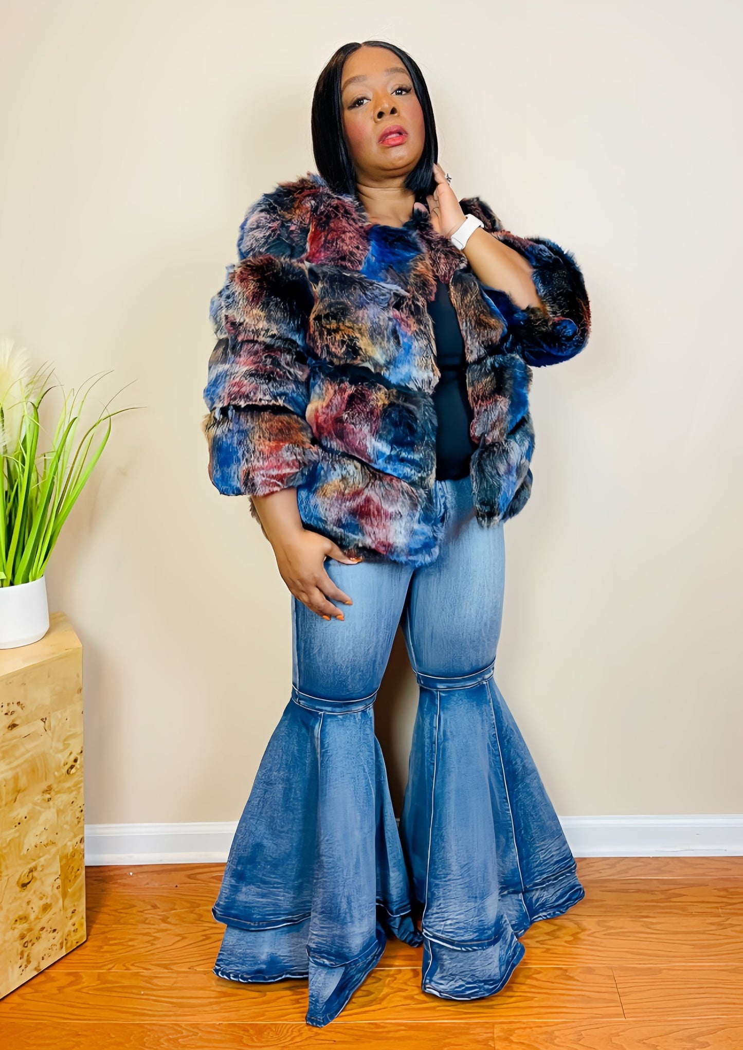 FAUX FUR JACKET BLUE