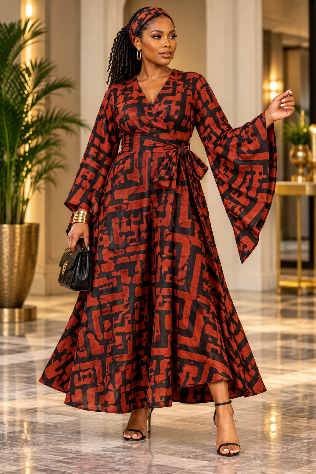 ABSTRACT WRAP DRESS