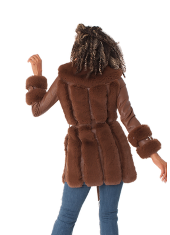 FUR & LEATHER JACKET COGNAC
