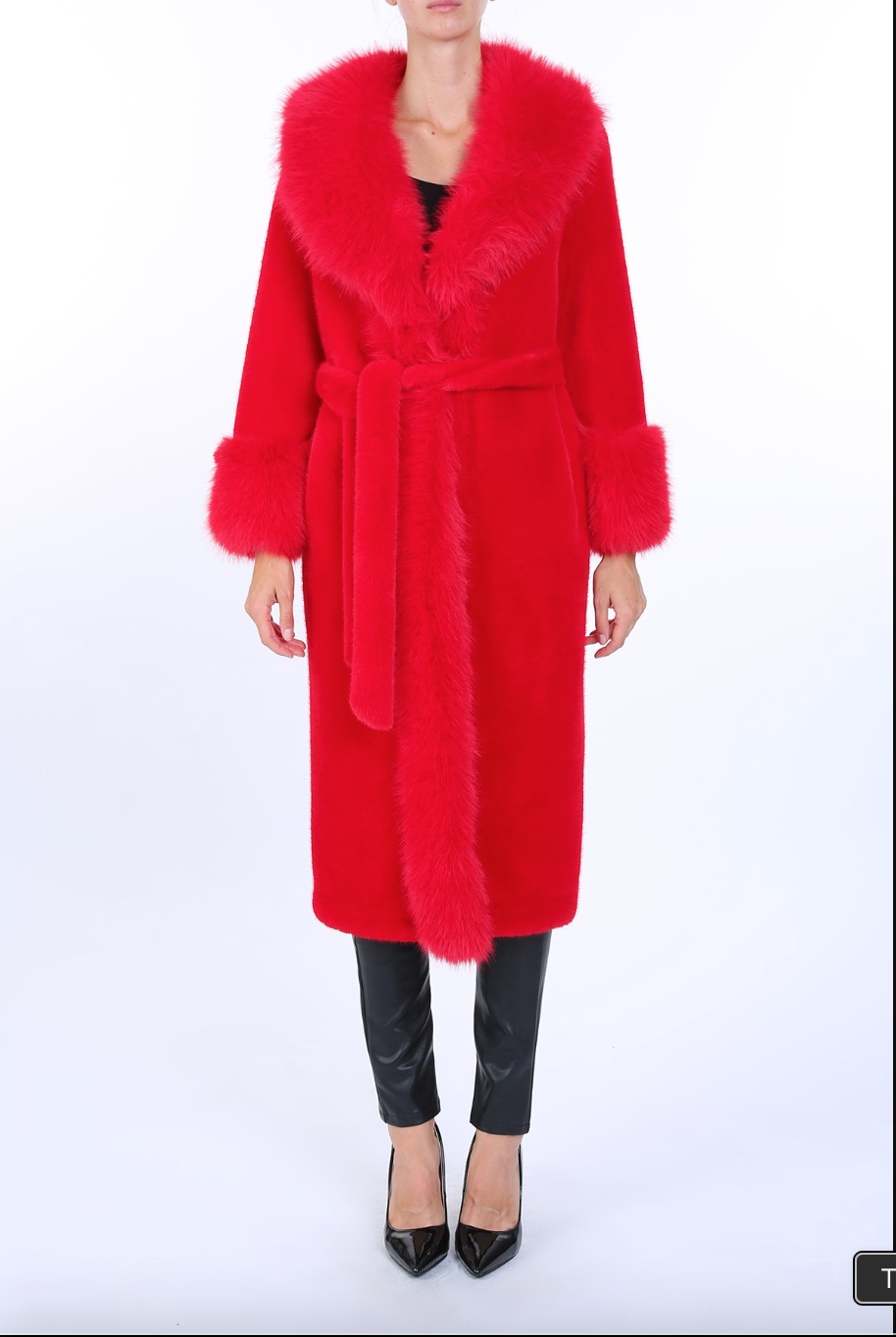 RED FAUX FUR COAT