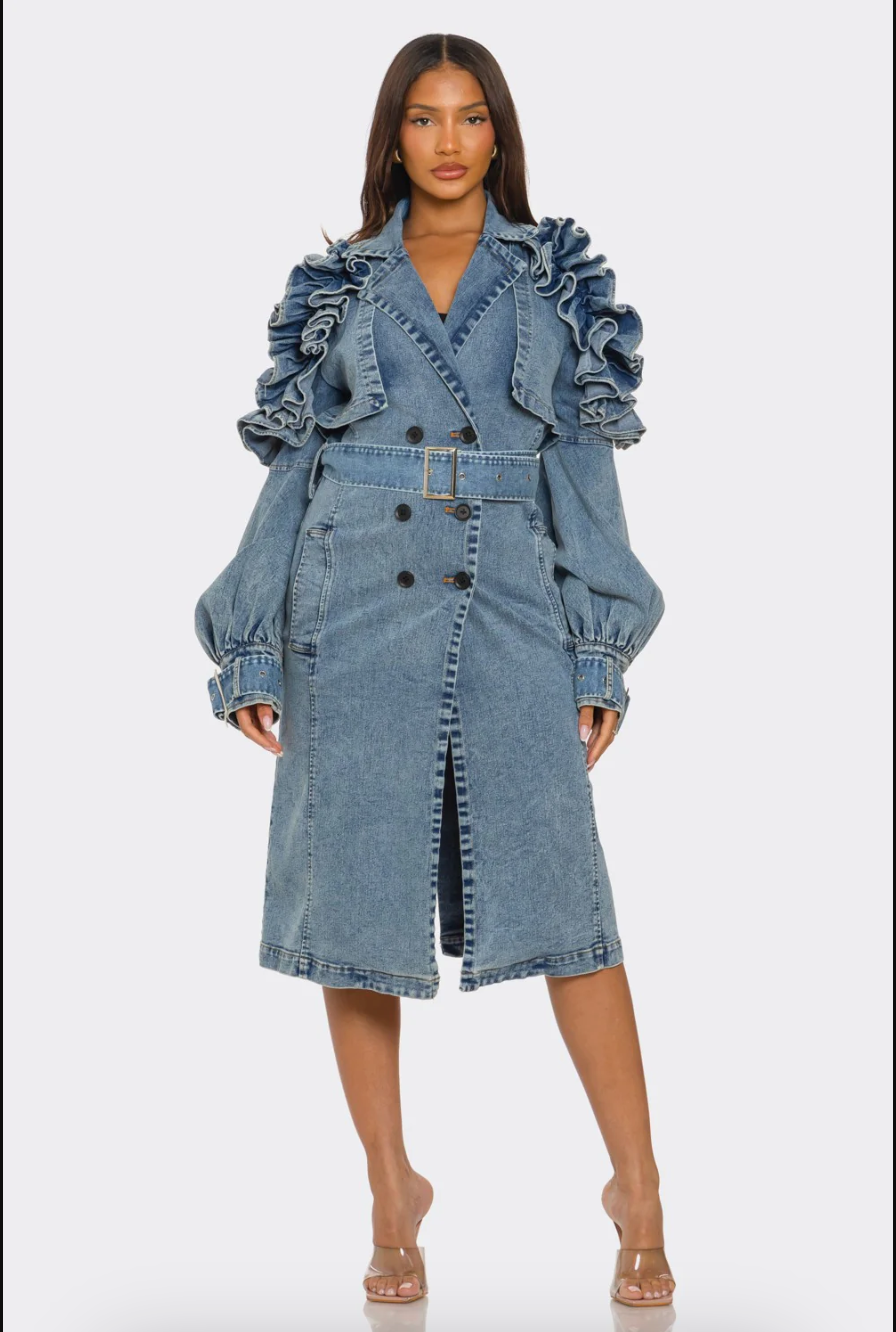NO INTRO NEEDED DENIM TRENCH COAT