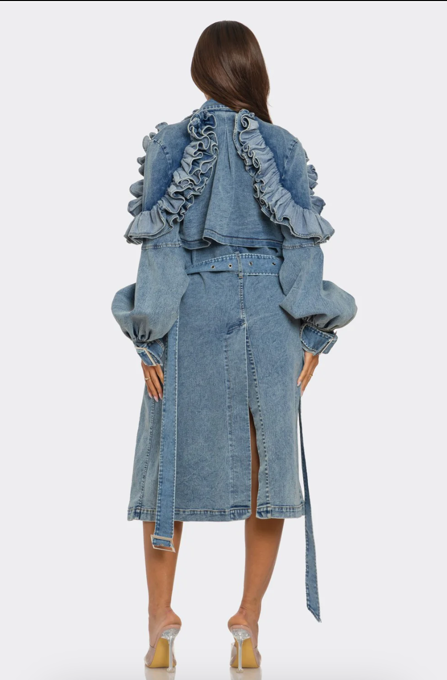 NO INTRO NEEDED DENIM TRENCH COAT