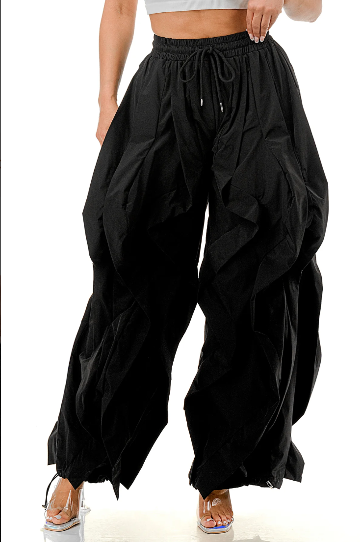 RIPPLE PANTS-BLACK
