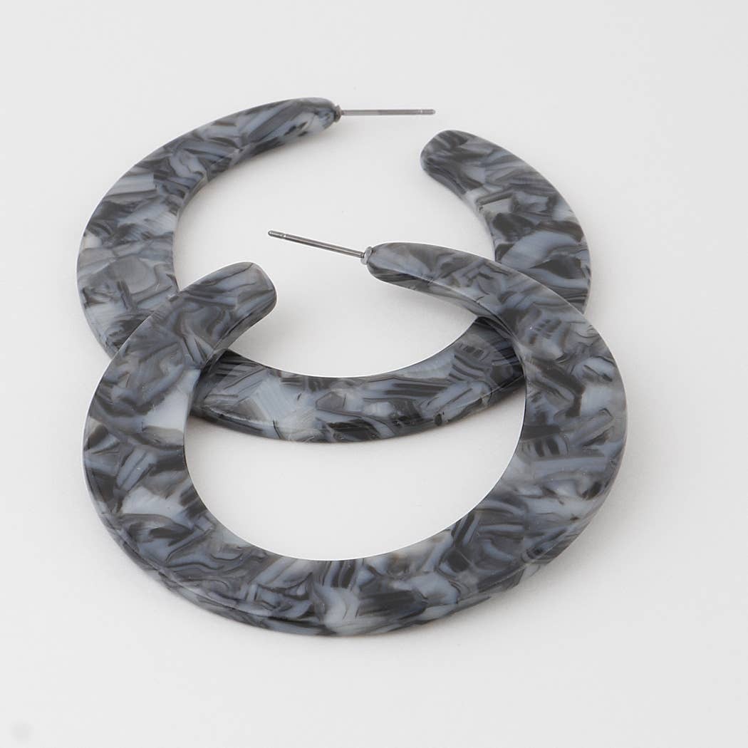 Slim Marble Hoop & Huggie Earrings
