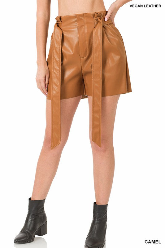 FAUX LEATHER SHORTS