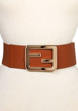 SQUARE BUCKLE ACCENT STRETCH BELT PLUS SIZE FRIENDLY