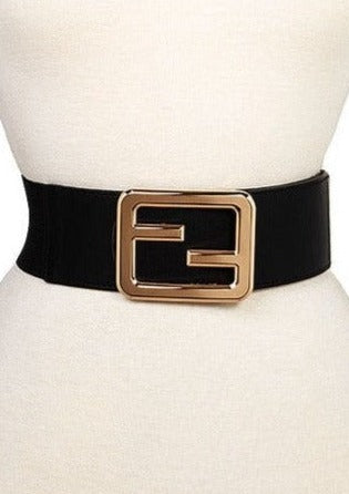 SQUARE BUCKLE ACCENT STRETCH BELT PLUS SIZE FRIENDLY