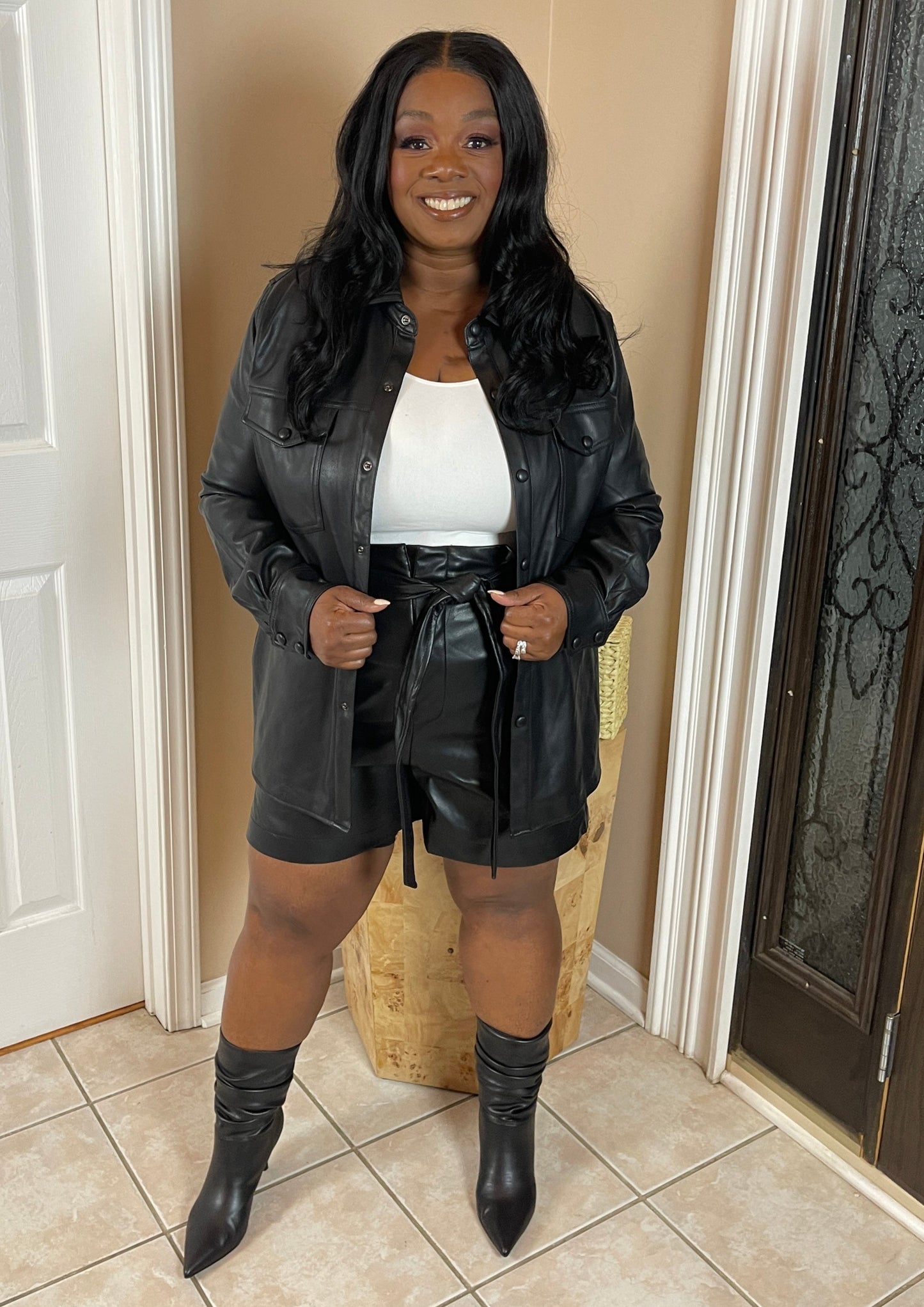 FAUX LEATHER SHACKET
