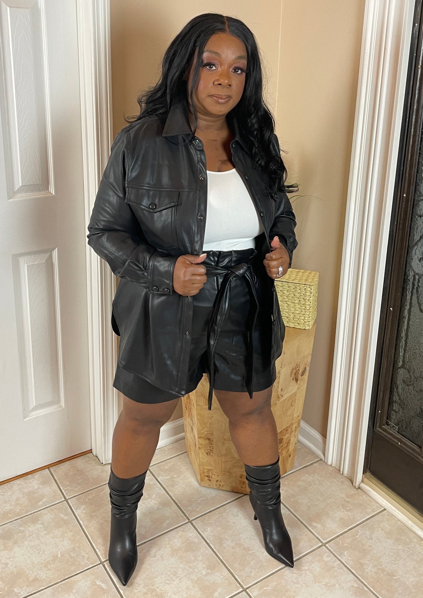 FAUX LEATHER SHACKET