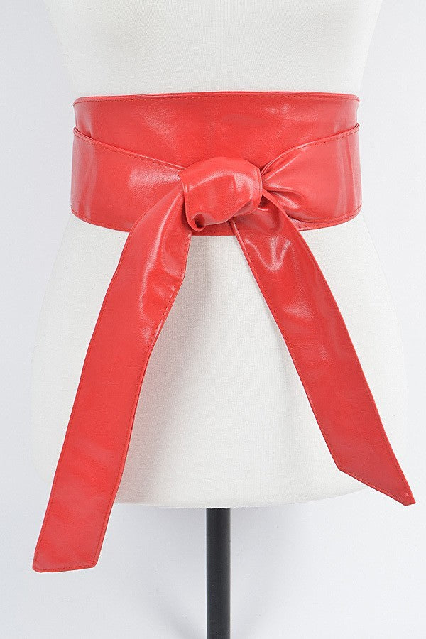 FAUX LEATHER TIE BELT-PLUS SIZE FRIENDLY