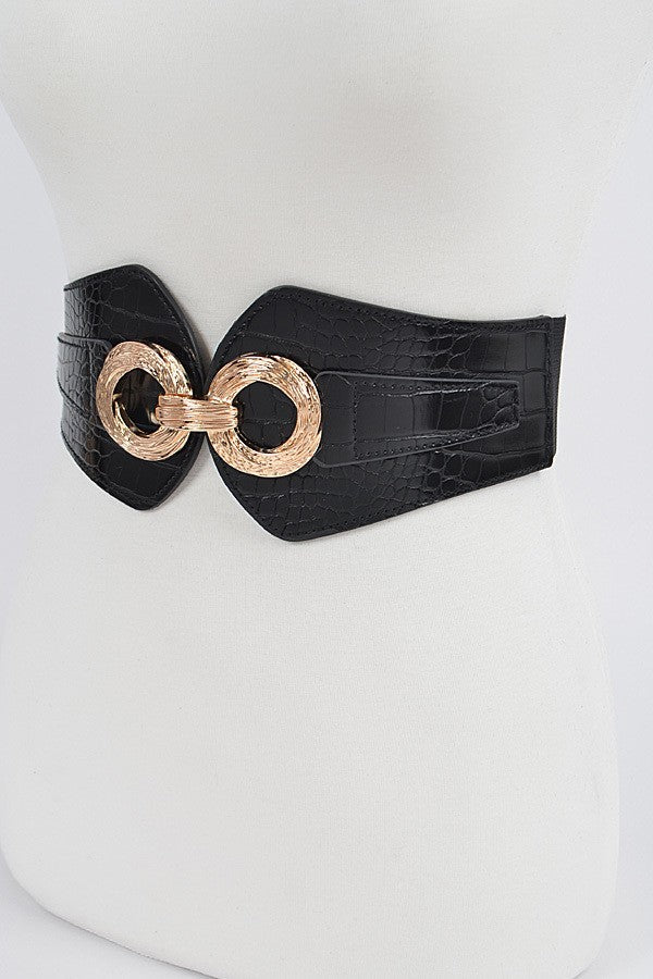 FAUX CROC WIDE STRETCH BELT