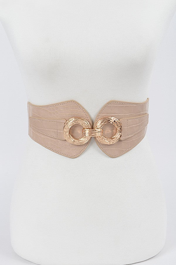 FAUX CROC WIDE STRETCH BELT