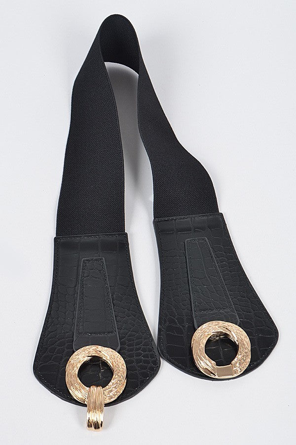 FAUX CROC WIDE STRETCH BELT