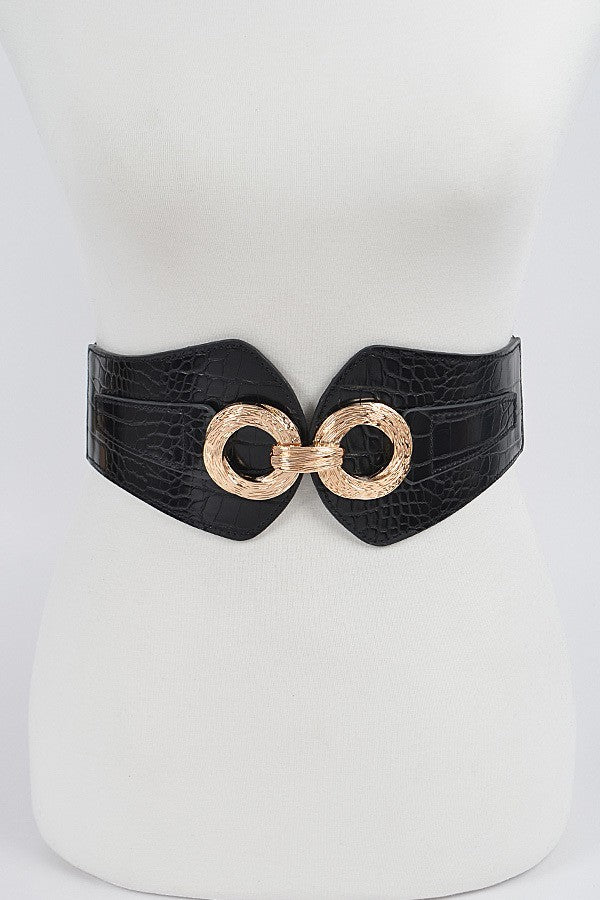 FAUX CROC WIDE STRETCH BELT