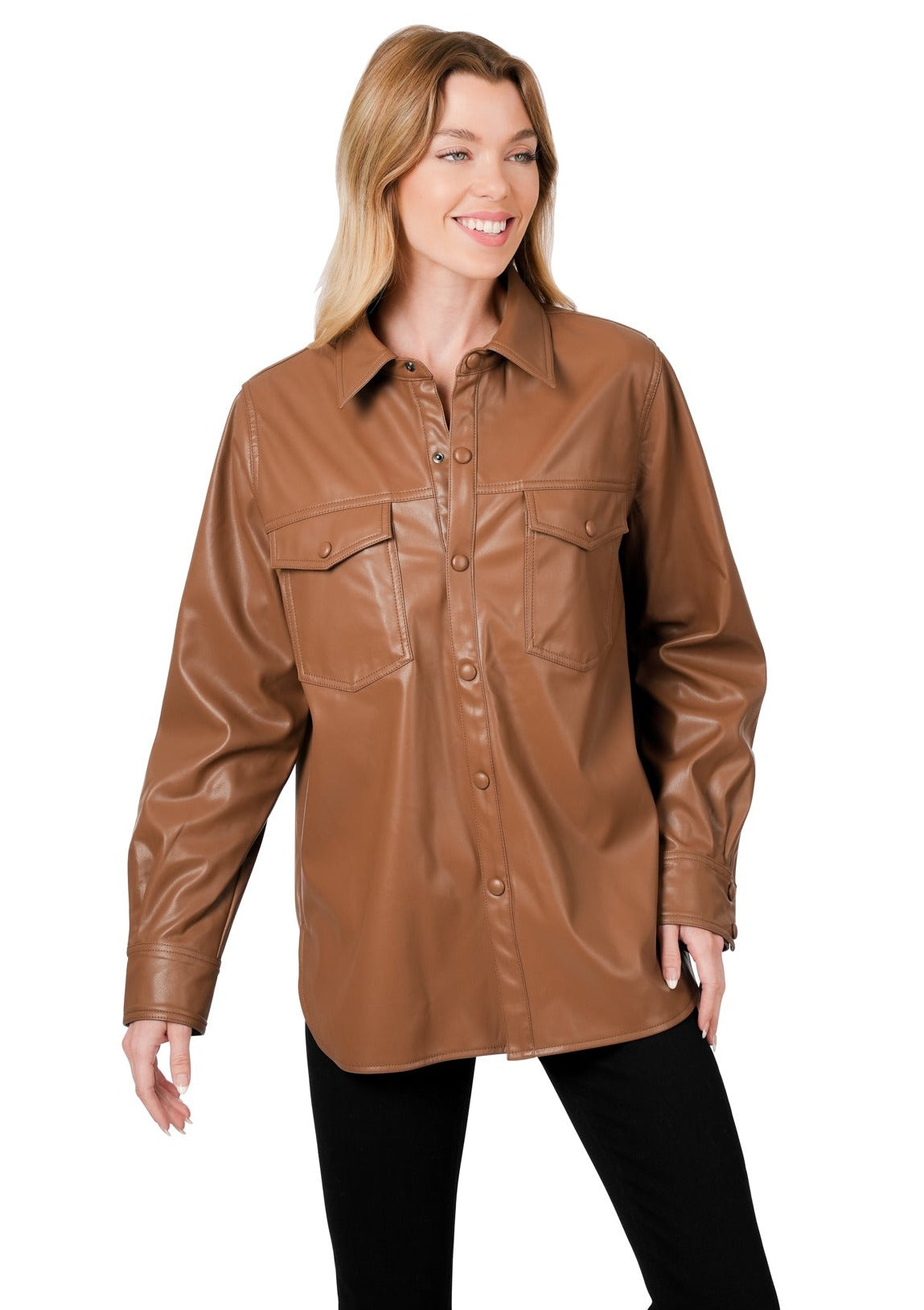 FAUX LEATHER SHACKET