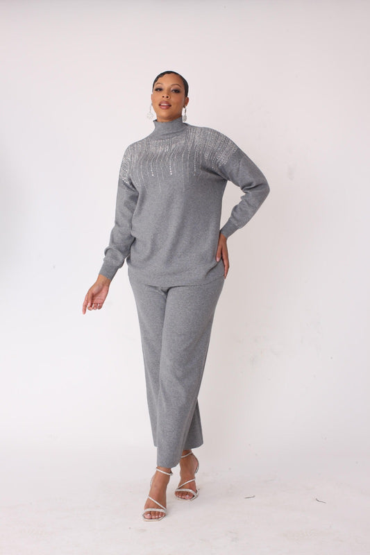 NOIR KNIT PANTSET-GREY