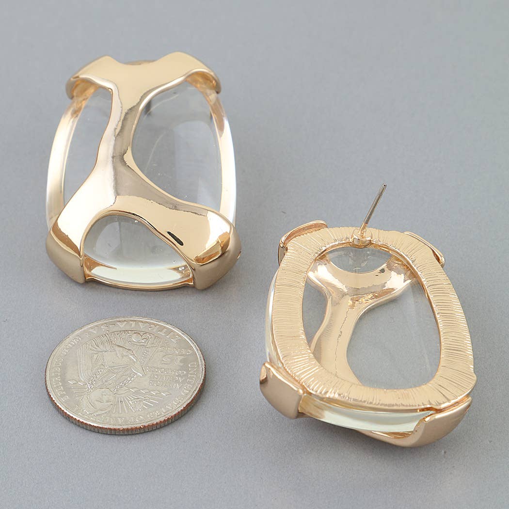 Polished Transparent Stone Earrings