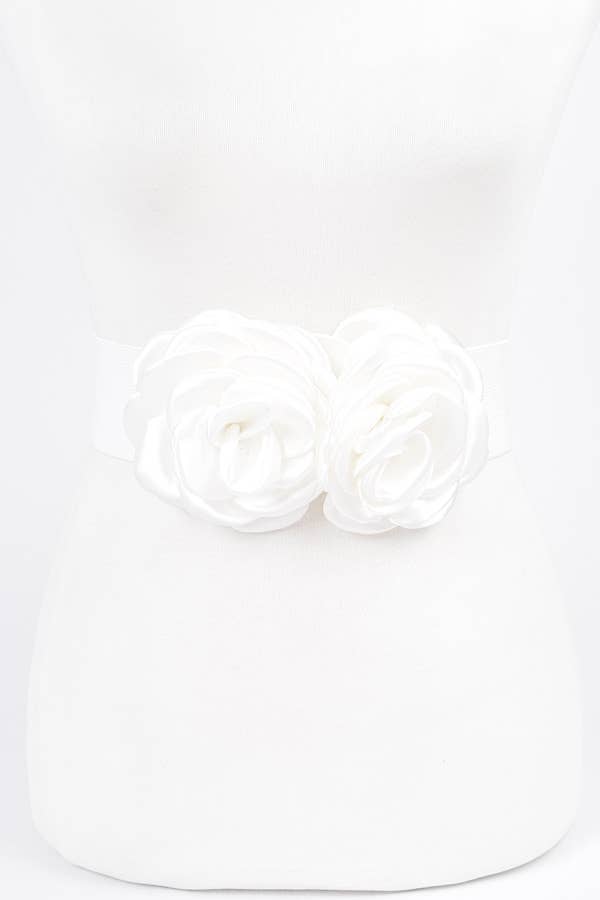 Double Satin Flower Elastic Belt