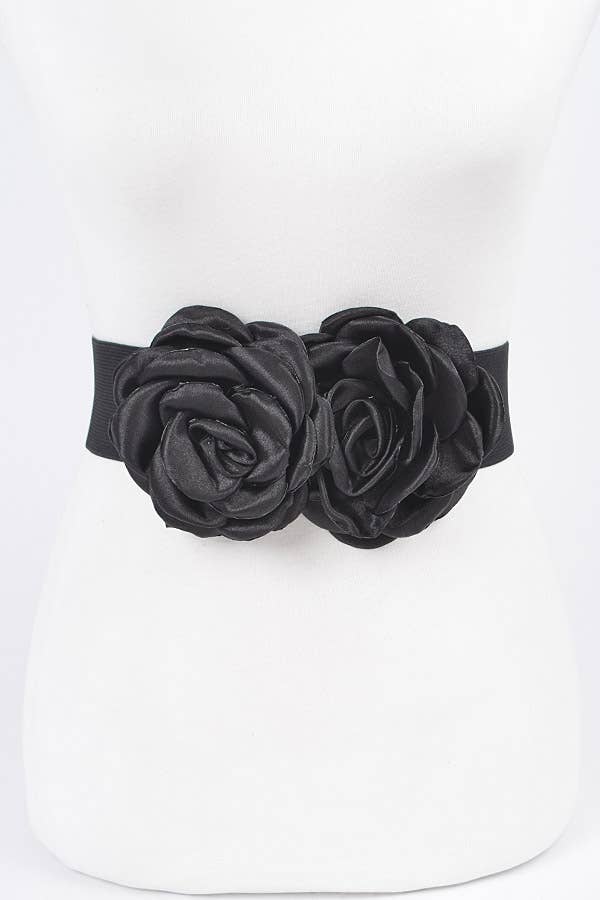 Double Satin Flower Elastic Belt