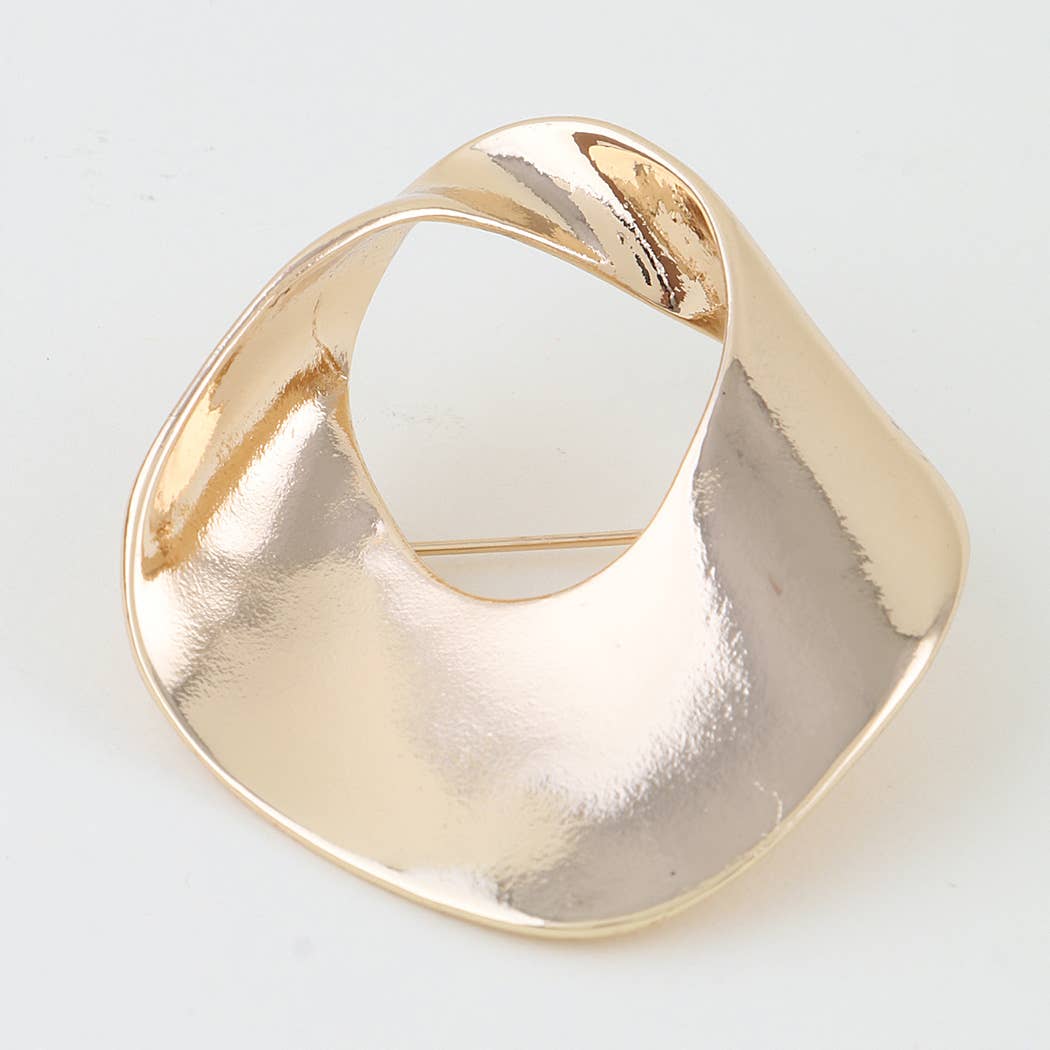 Polished Ripple Twist Brooch