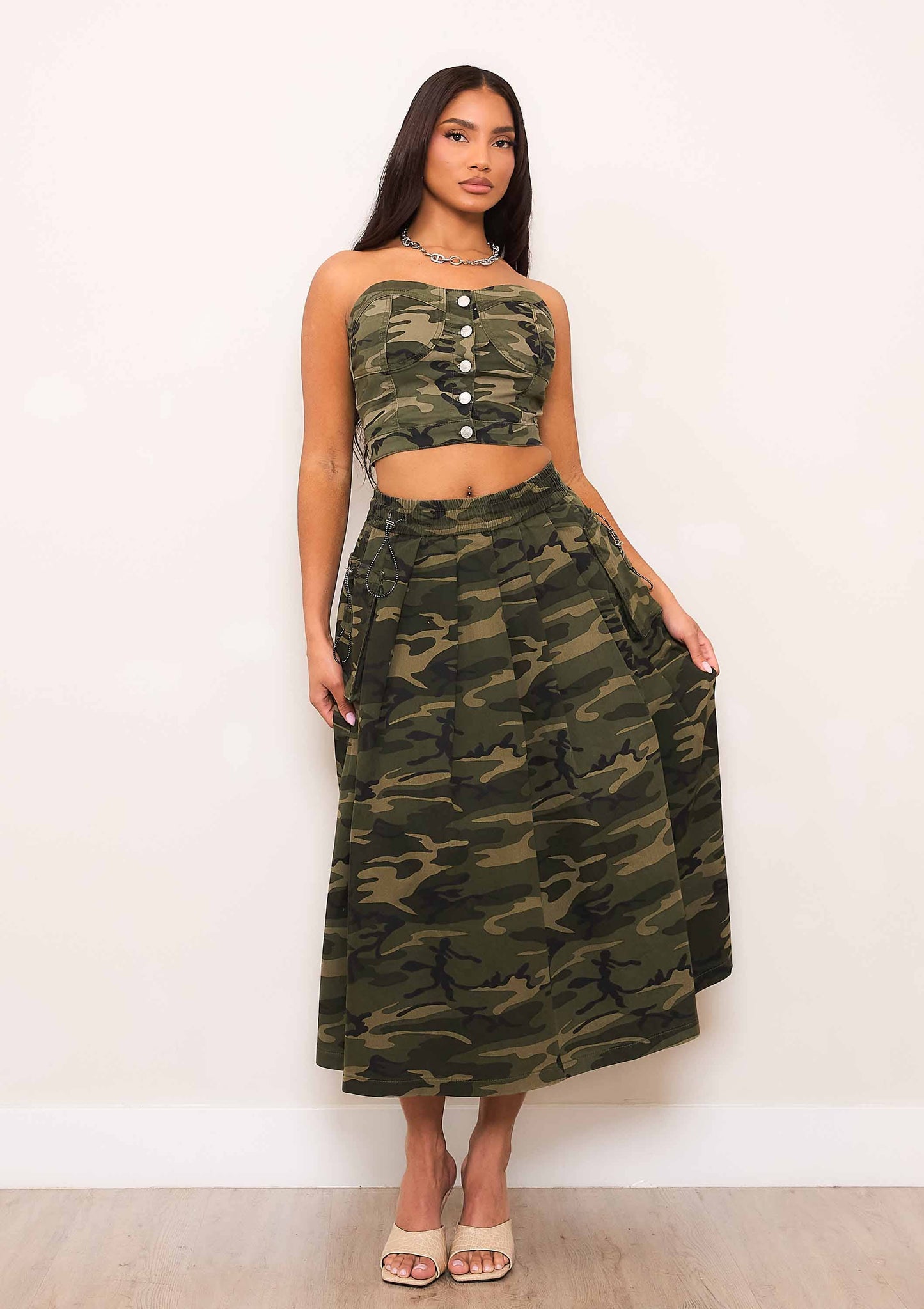 Camo Midi Skirt