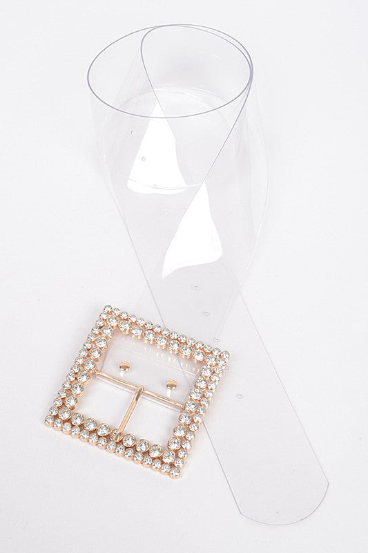 SQUARE CLEAR RHINESTONE BELT