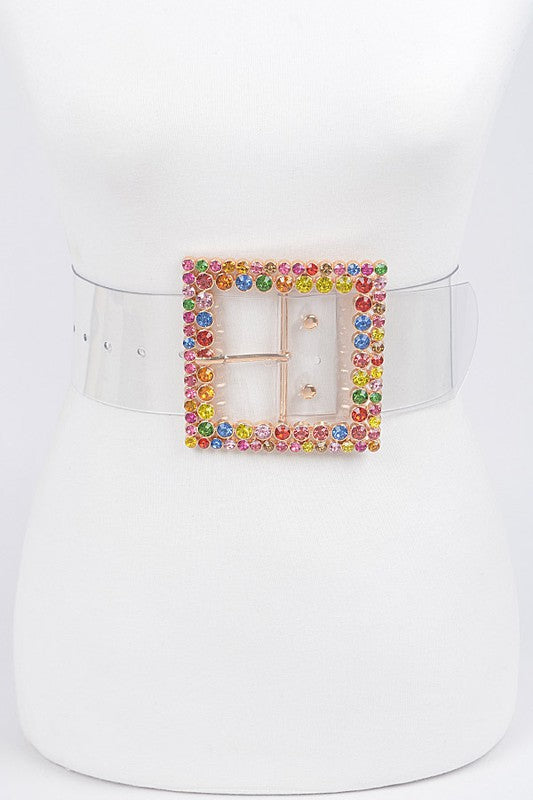 SQUARE MULTICOLOR RHINESTONE BELT-PLUS SIZE FRIENDLY