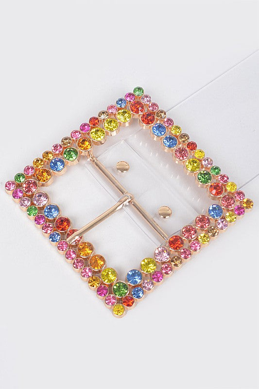 SQUARE MULTICOLOR RHINESTONE BELT-PLUS SIZE FRIENDLY