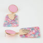 Bright Pink Flake Fashion Earrings