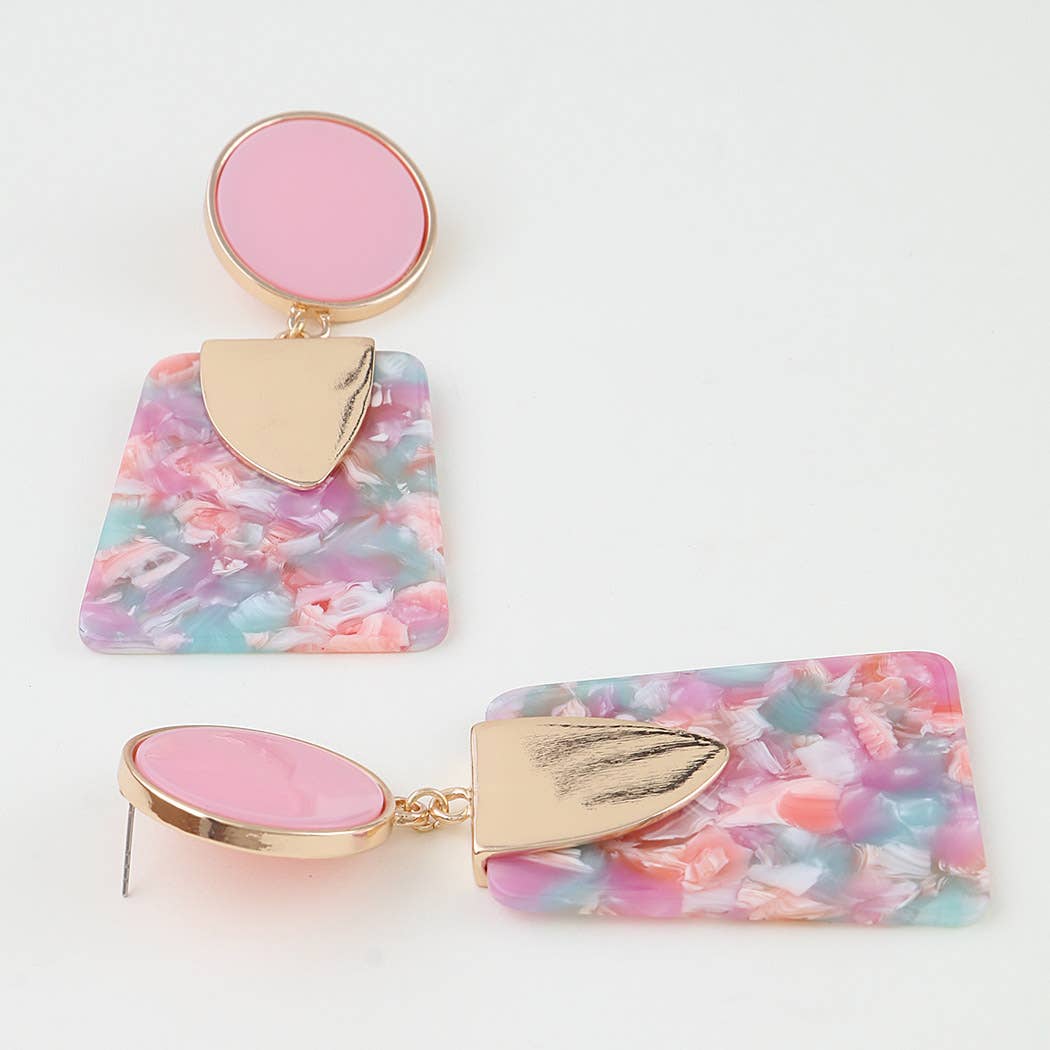 Bright Pink Flake Fashion Earrings