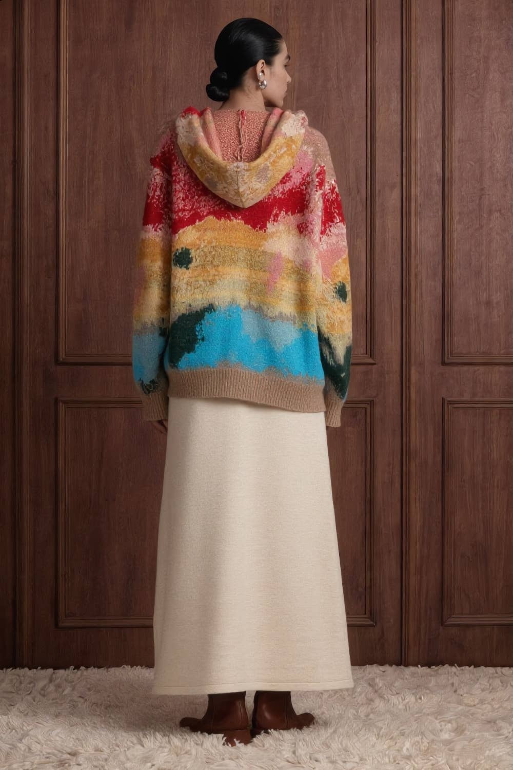 INTARSIA KNIT HOODIE