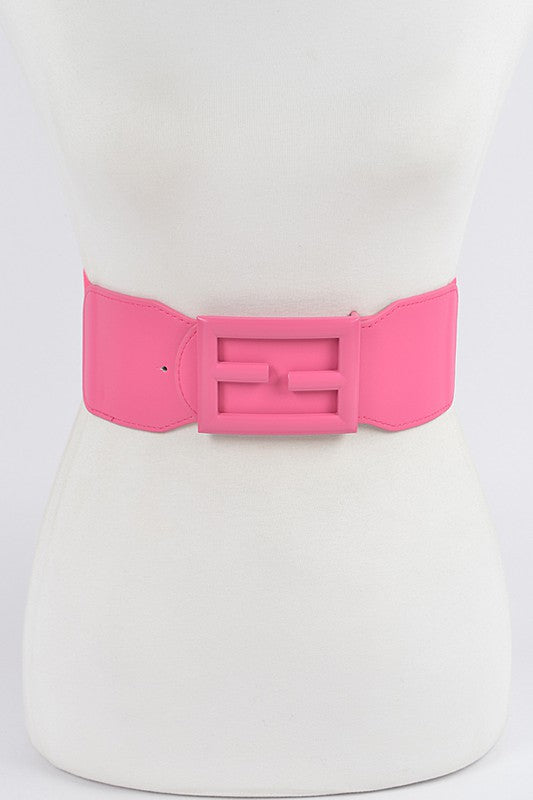 COLORED BUCKLE ELASTIC BELT-PLUS SIZE FRIENDLY