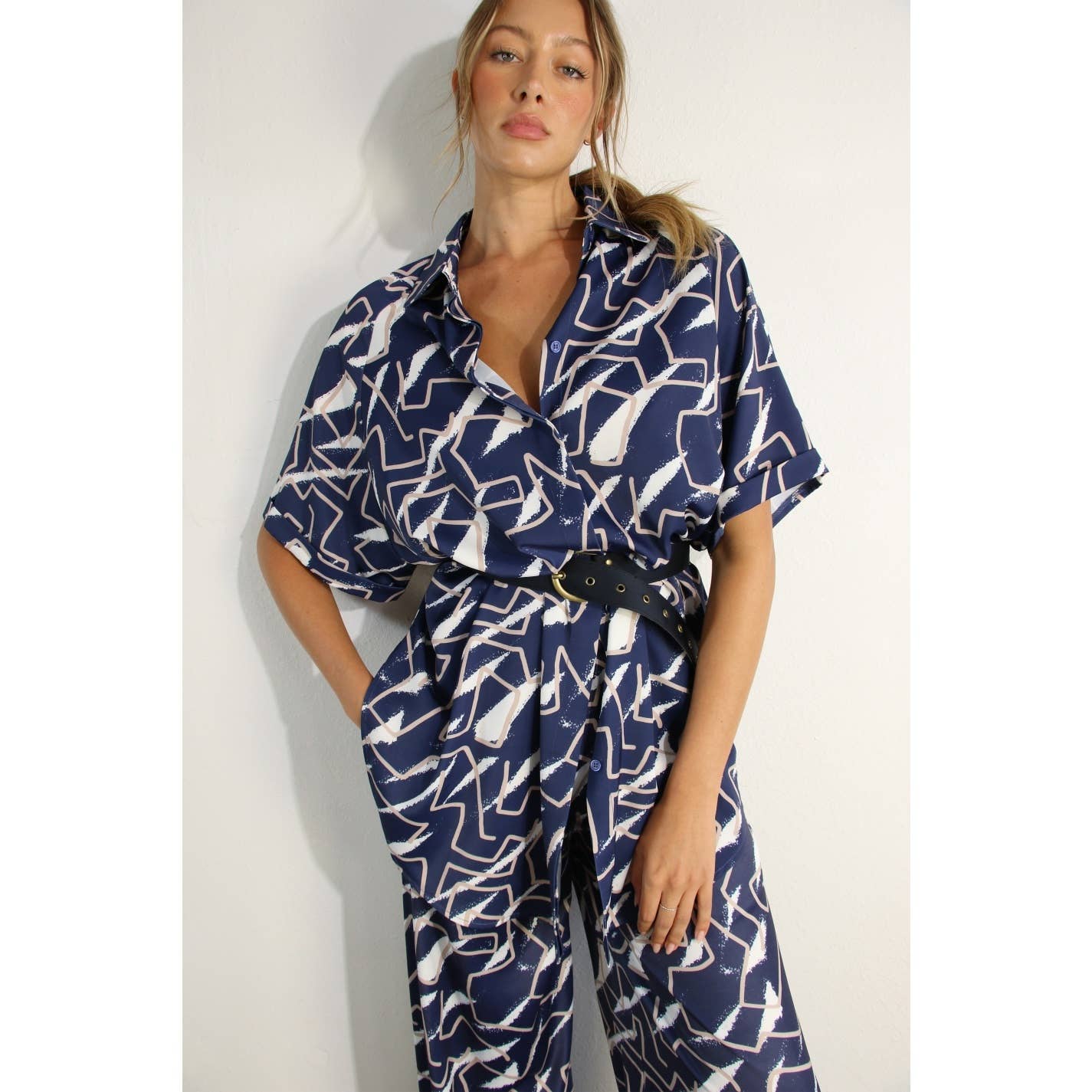 BUTTON DOWN OVER SIZED SHIRTS AND PANTS SET