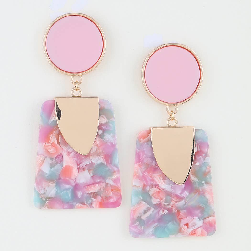 Bright Pink Flake Fashion Earrings