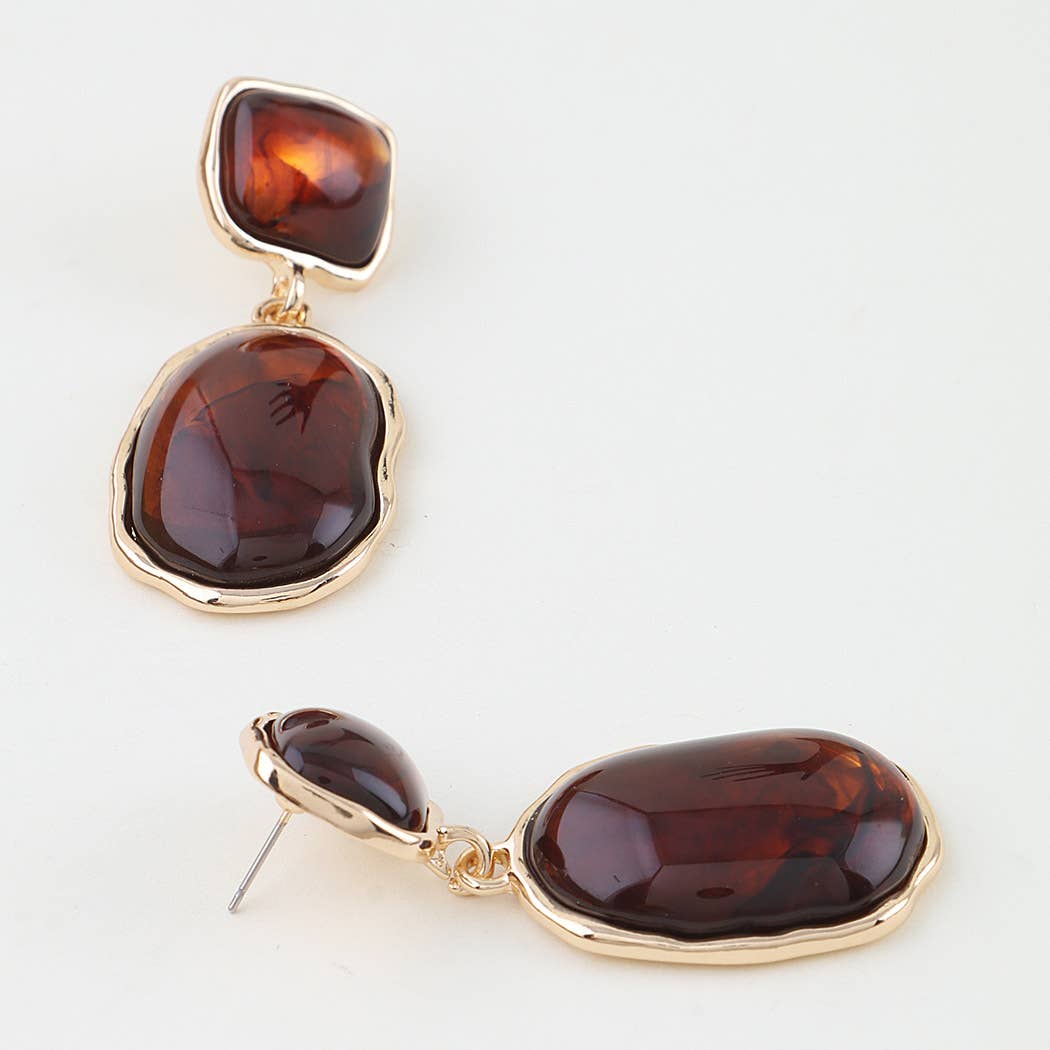 Tortoise Marble Stone Drop Earrings