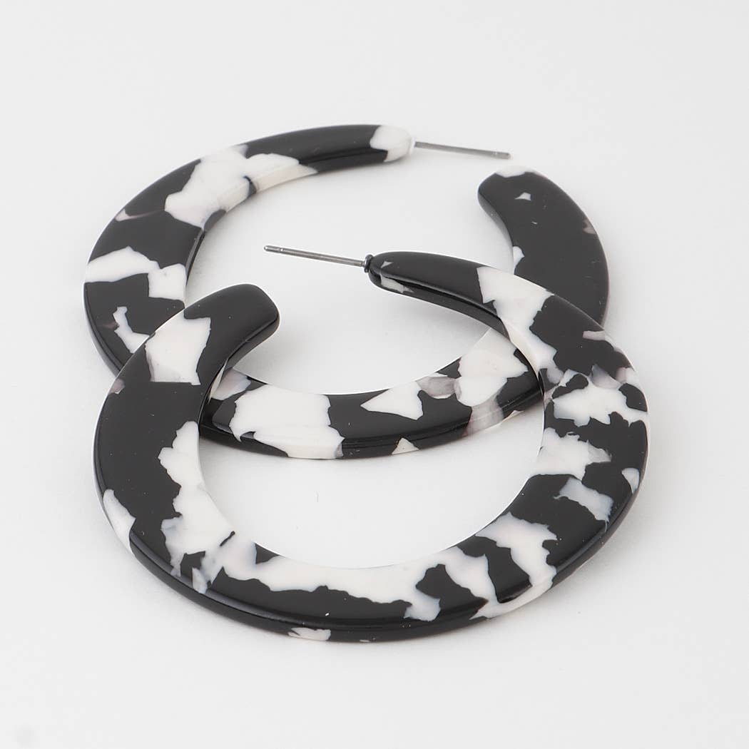Slim Marble Hoop & Huggie Earrings