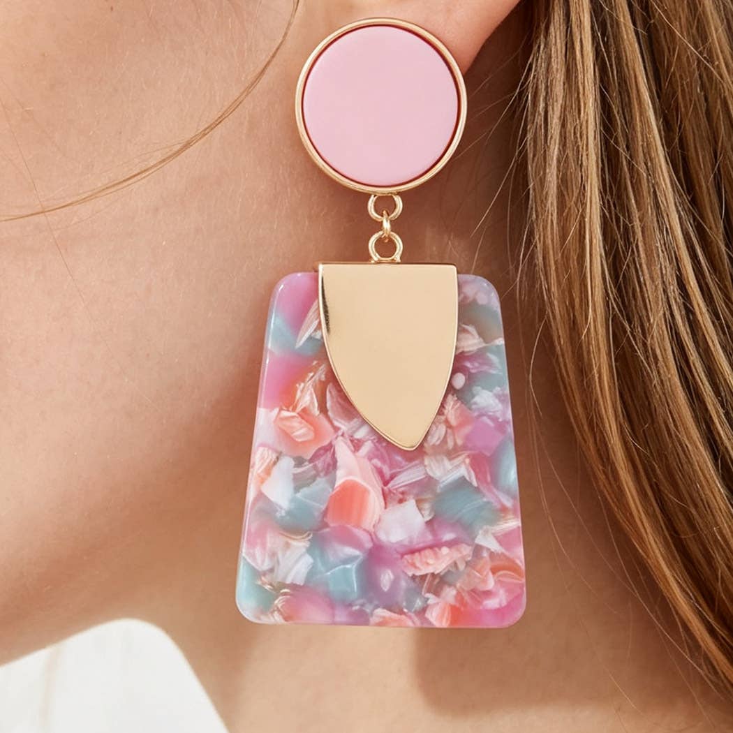 Bright Pink Flake Fashion Earrings