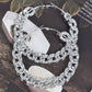 80mm Stoned Chain Hoop Earring