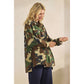 Camo Jacket with Floral Mesh Sequins Contrast